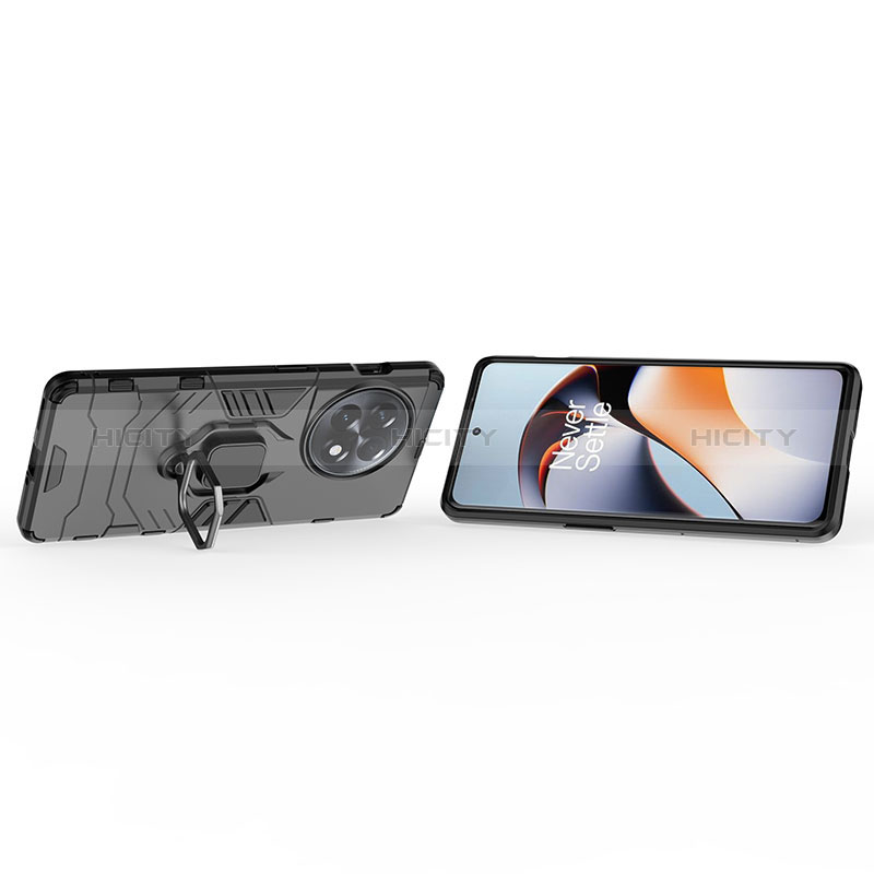 Silikon Hülle Handyhülle und Kunststoff Schutzhülle Hartschalen Tasche mit Magnetisch Fingerring Ständer für OnePlus 11R 5G