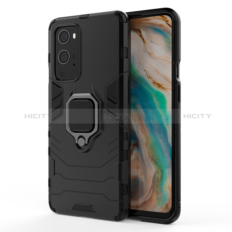 Silikon Hülle Handyhülle und Kunststoff Schutzhülle Hartschalen Tasche mit Magnetisch Fingerring Ständer für OnePlus 9 Pro 5G groß