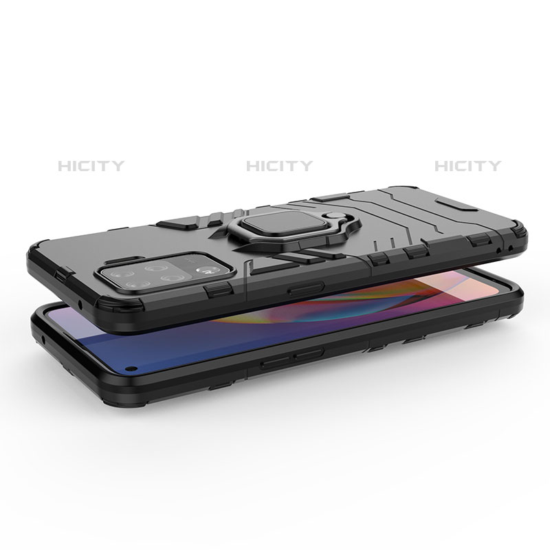 Silikon Hülle Handyhülle und Kunststoff Schutzhülle Hartschalen Tasche mit Magnetisch Fingerring Ständer für Oppo F19 Pro