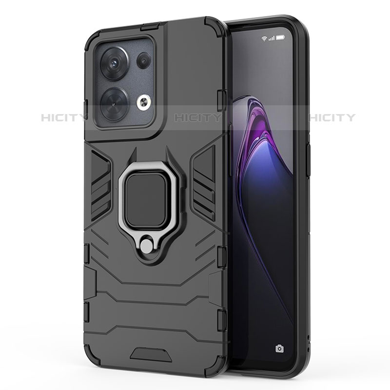 Silikon Hülle Handyhülle und Kunststoff Schutzhülle Hartschalen Tasche mit Magnetisch Fingerring Ständer für Oppo Reno9 Pro 5G groß