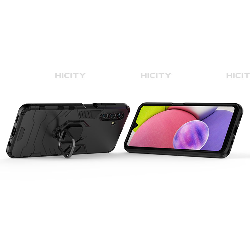 Silikon Hülle Handyhülle und Kunststoff Schutzhülle Hartschalen Tasche mit Magnetisch Fingerring Ständer für Samsung Galaxy A04s