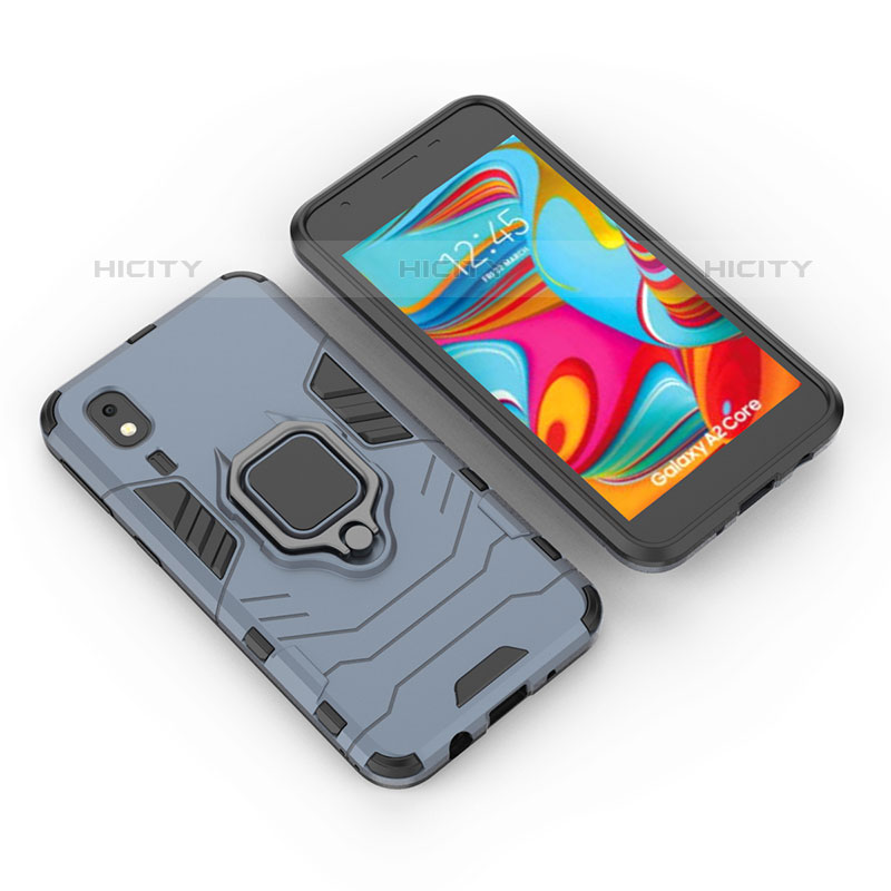 Silikon Hülle Handyhülle und Kunststoff Schutzhülle Hartschalen Tasche mit Magnetisch Fingerring Ständer für Samsung Galaxy A2 Core A260F A260G groß