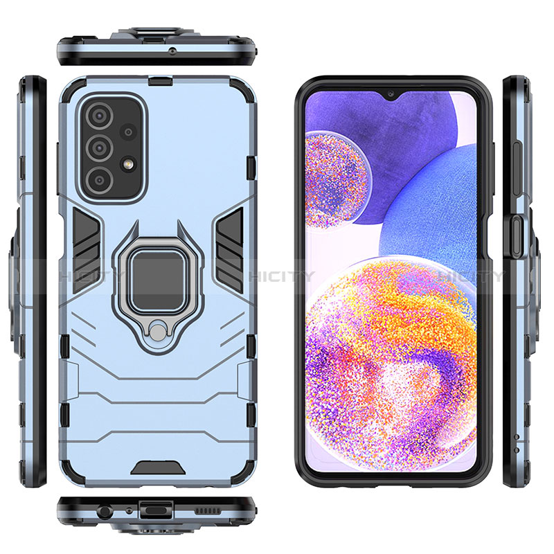 Silikon Hülle Handyhülle und Kunststoff Schutzhülle Hartschalen Tasche mit Magnetisch Fingerring Ständer für Samsung Galaxy A23 5G groß