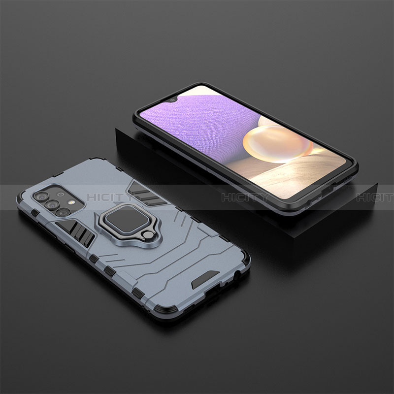 Silikon Hülle Handyhülle und Kunststoff Schutzhülle Hartschalen Tasche mit Magnetisch Fingerring Ständer für Samsung Galaxy A32 5G