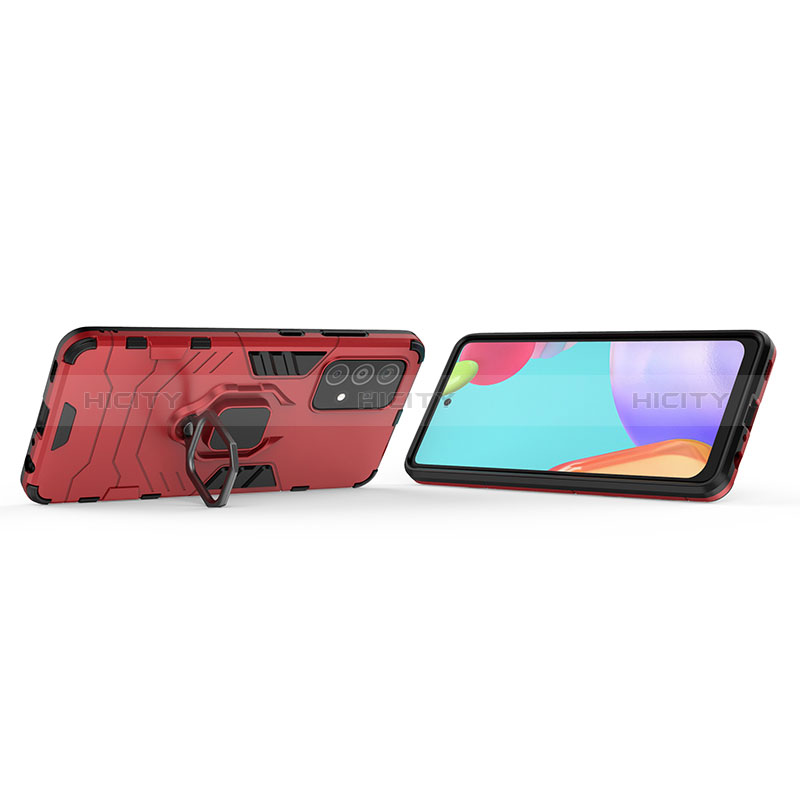 Silikon Hülle Handyhülle und Kunststoff Schutzhülle Hartschalen Tasche mit Magnetisch Fingerring Ständer für Samsung Galaxy A52s 5G