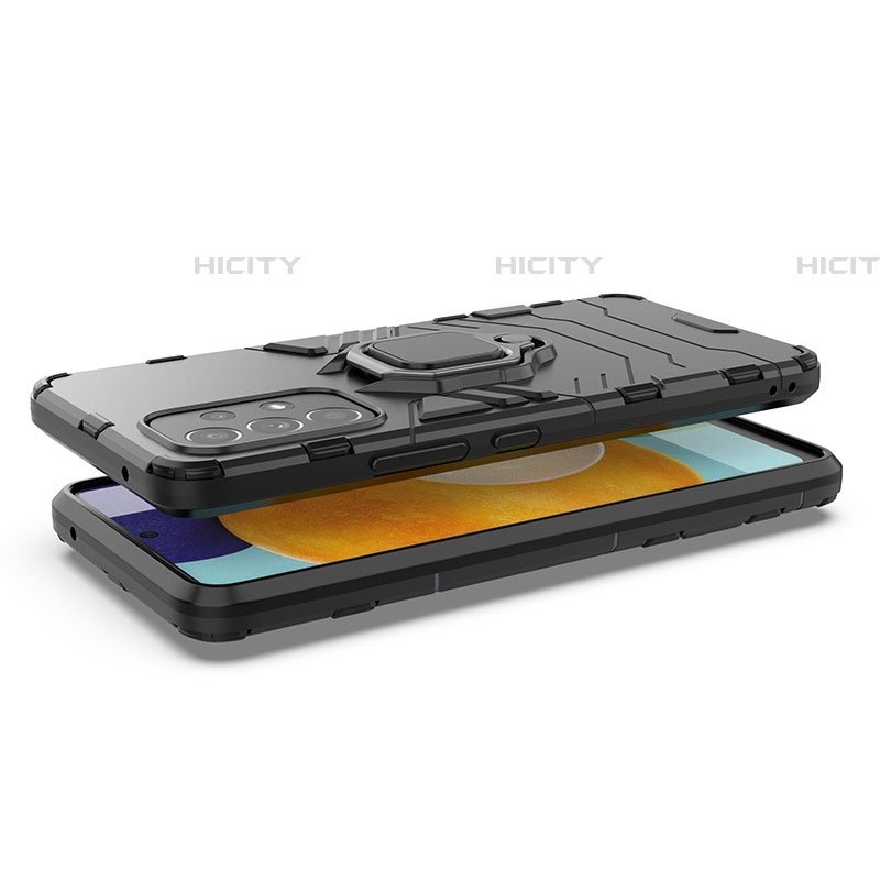 Silikon Hülle Handyhülle und Kunststoff Schutzhülle Hartschalen Tasche mit Magnetisch Fingerring Ständer für Samsung Galaxy A53 5G