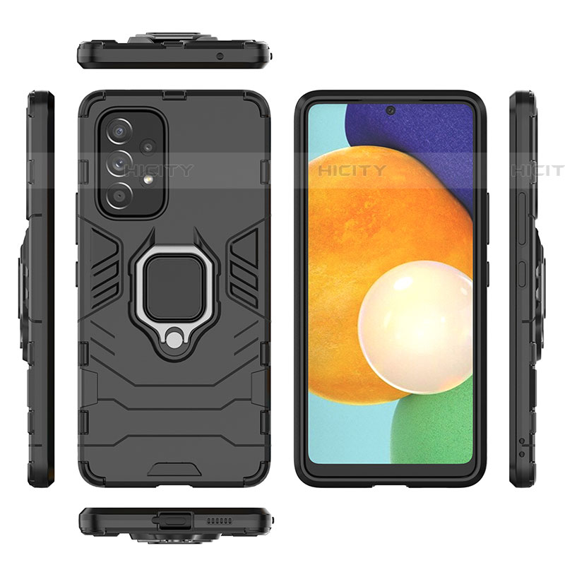 Silikon Hülle Handyhülle und Kunststoff Schutzhülle Hartschalen Tasche mit Magnetisch Fingerring Ständer für Samsung Galaxy A53 5G