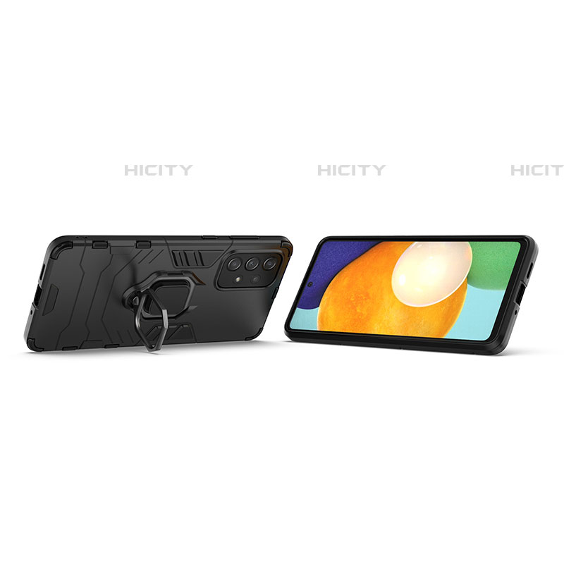 Silikon Hülle Handyhülle und Kunststoff Schutzhülle Hartschalen Tasche mit Magnetisch Fingerring Ständer für Samsung Galaxy A73 5G groß