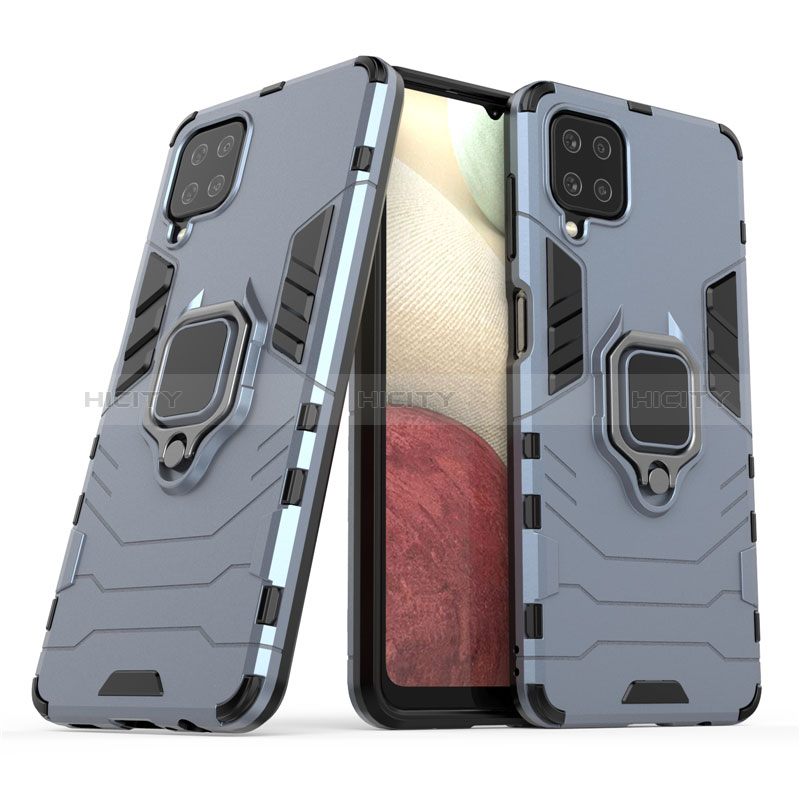 Silikon Hülle Handyhülle und Kunststoff Schutzhülle Hartschalen Tasche mit Magnetisch Fingerring Ständer für Samsung Galaxy F12