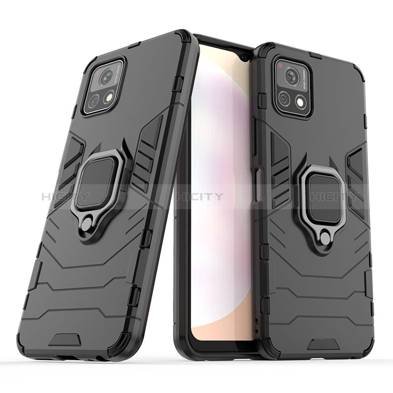 Silikon Hülle Handyhülle und Kunststoff Schutzhülle Hartschalen Tasche mit Magnetisch Fingerring Ständer für Vivo Y31s 5G