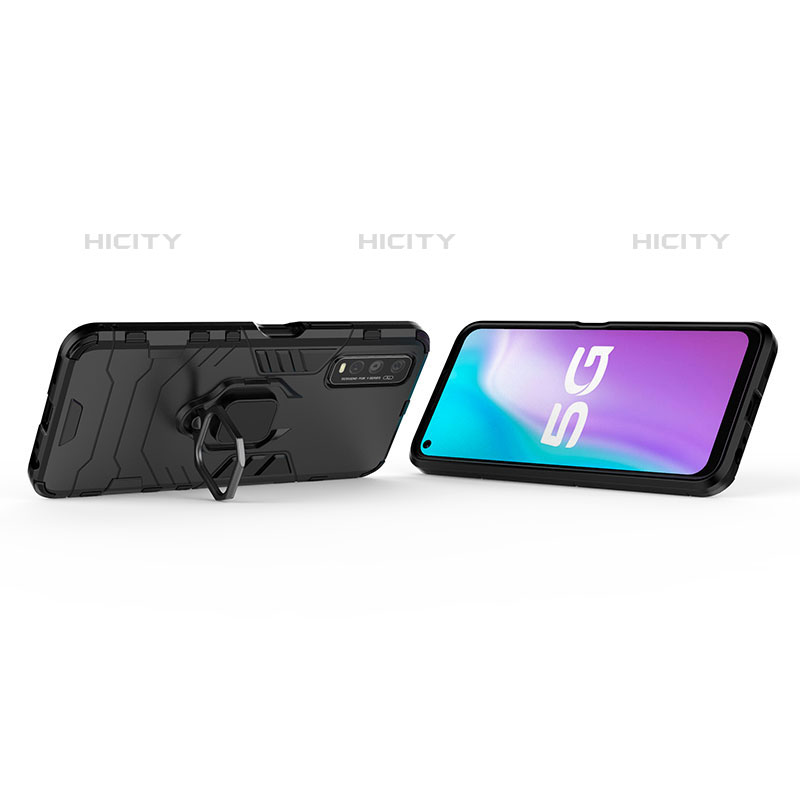 Silikon Hülle Handyhülle und Kunststoff Schutzhülle Hartschalen Tasche mit Magnetisch Fingerring Ständer für Vivo Y50t