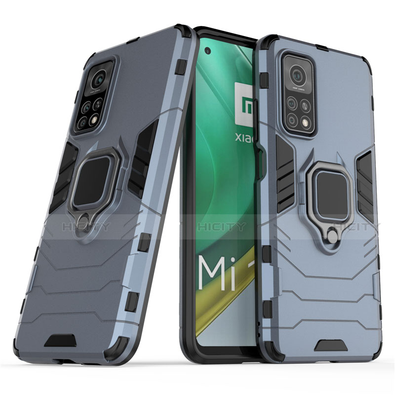 Silikon Hülle Handyhülle und Kunststoff Schutzhülle Hartschalen Tasche mit Magnetisch Fingerring Ständer für Xiaomi Mi 10T Pro 5G groß