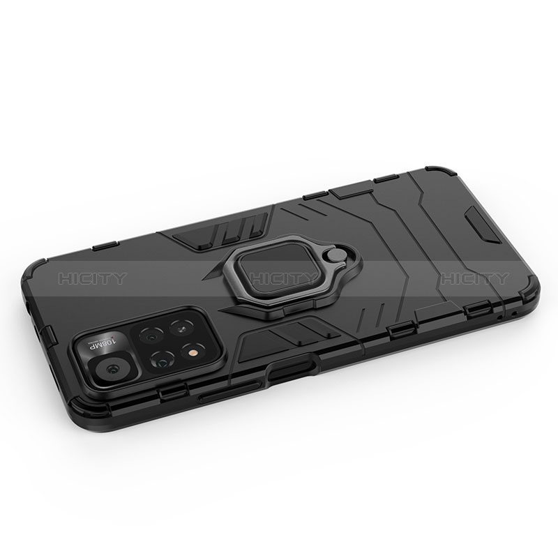 Silikon Hülle Handyhülle und Kunststoff Schutzhülle Hartschalen Tasche mit Magnetisch Fingerring Ständer für Xiaomi Poco X4 NFC
