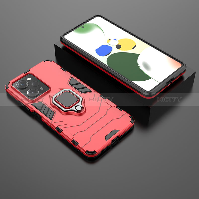 Silikon Hülle Handyhülle und Kunststoff Schutzhülle Hartschalen Tasche mit Magnetisch Fingerring Ständer für Xiaomi Poco X5 Pro 5G