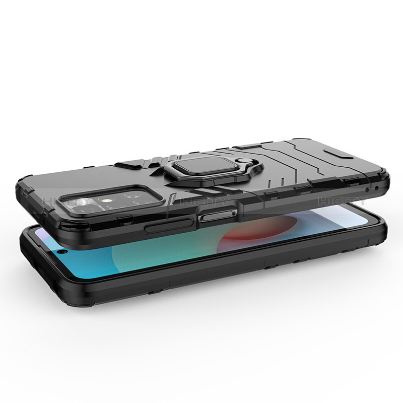 Silikon Hülle Handyhülle und Kunststoff Schutzhülle Hartschalen Tasche mit Magnetisch Fingerring Ständer für Xiaomi Redmi 10 4G groß