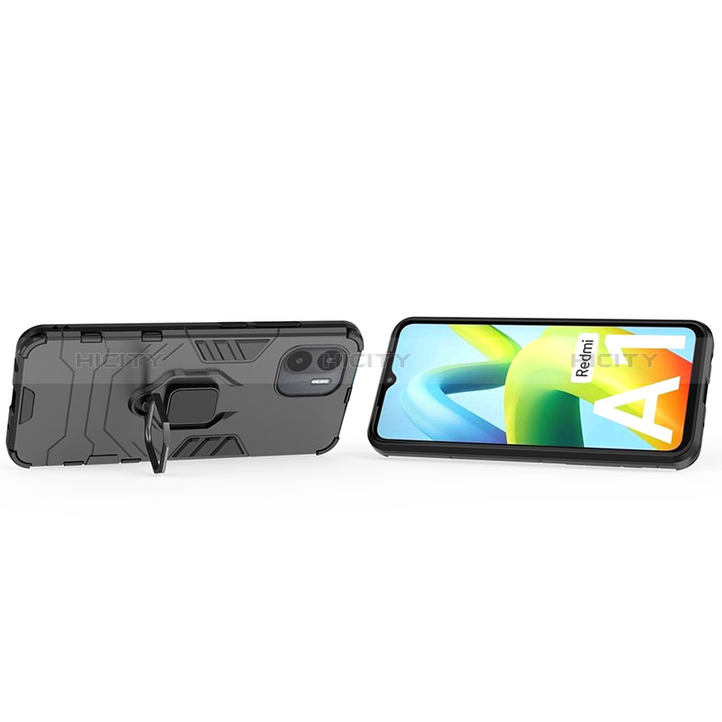 Silikon Hülle Handyhülle und Kunststoff Schutzhülle Hartschalen Tasche mit Magnetisch Fingerring Ständer für Xiaomi Redmi A2 Plus groß