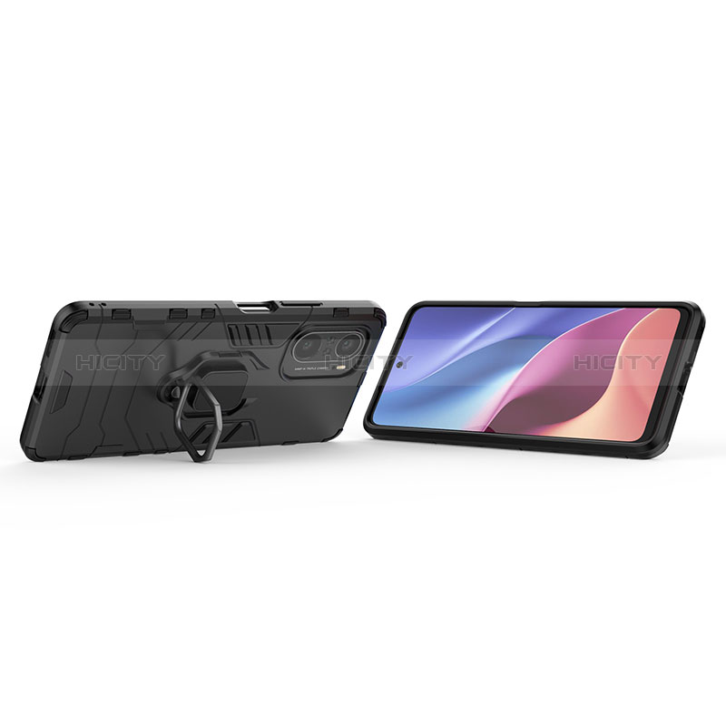 Silikon Hülle Handyhülle und Kunststoff Schutzhülle Hartschalen Tasche mit Magnetisch Fingerring Ständer für Xiaomi Redmi K40 Pro 5G groß