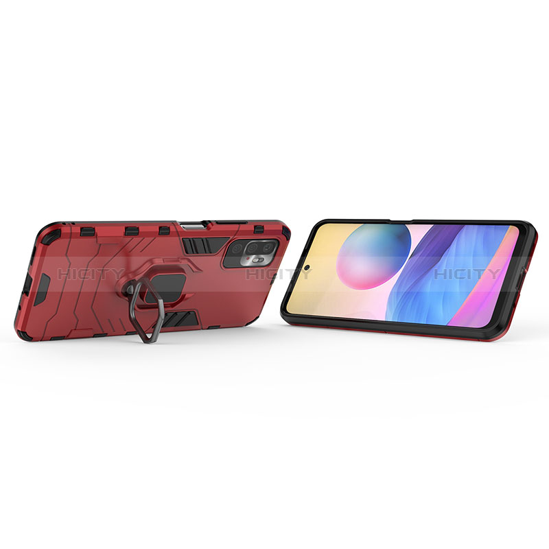 Silikon Hülle Handyhülle und Kunststoff Schutzhülle Hartschalen Tasche mit Magnetisch Fingerring Ständer für Xiaomi Redmi Note 10 5G groß