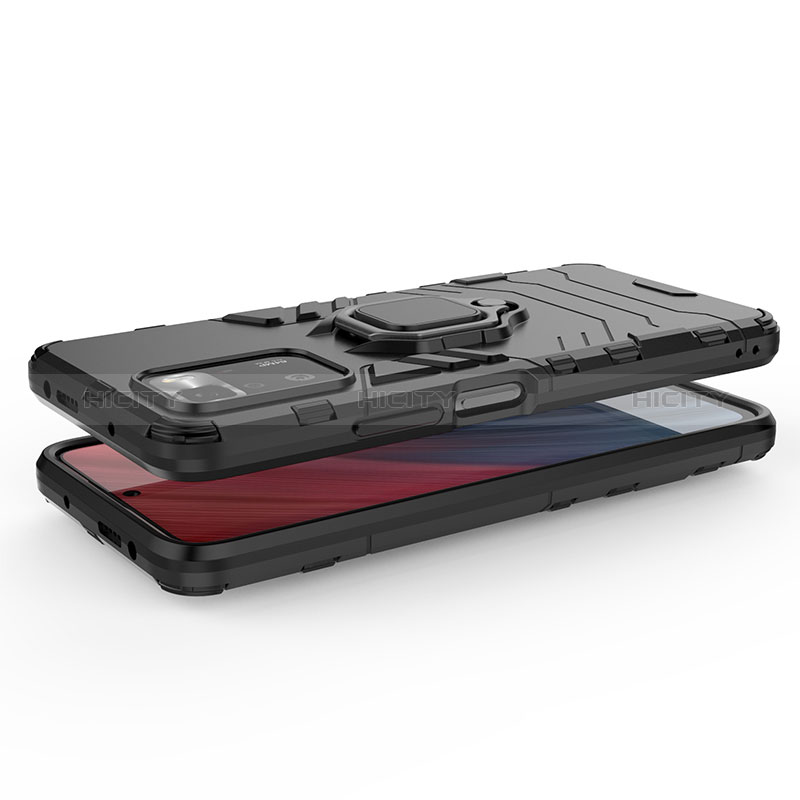 Silikon Hülle Handyhülle und Kunststoff Schutzhülle Hartschalen Tasche mit Magnetisch Fingerring Ständer für Xiaomi Redmi Note 10 Pro 5G groß