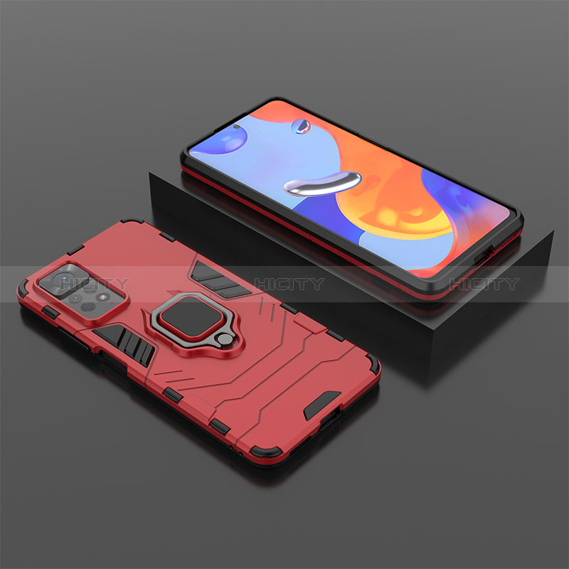 Silikon Hülle Handyhülle und Kunststoff Schutzhülle Hartschalen Tasche mit Magnetisch Fingerring Ständer für Xiaomi Redmi Note 11 Pro 5G