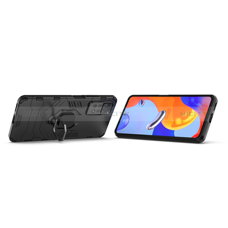 Silikon Hülle Handyhülle und Kunststoff Schutzhülle Hartschalen Tasche mit Magnetisch Fingerring Ständer für Xiaomi Redmi Note 11 Pro 5G