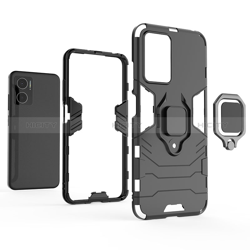 Silikon Hülle Handyhülle und Kunststoff Schutzhülle Hartschalen Tasche mit Magnetisch Fingerring Ständer für Xiaomi Redmi Note 11E 5G