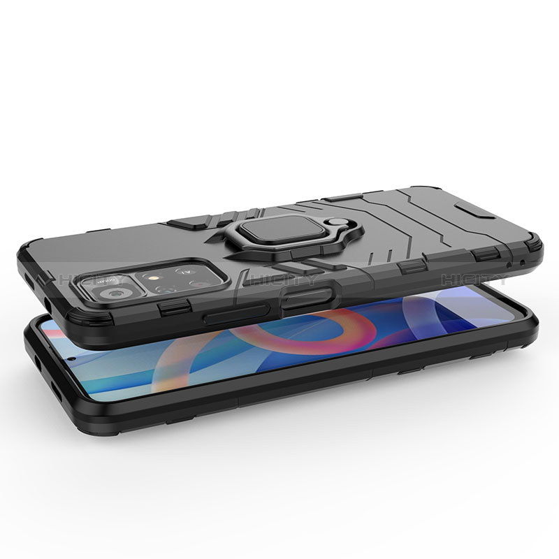 Silikon Hülle Handyhülle und Kunststoff Schutzhülle Hartschalen Tasche mit Magnetisch Fingerring Ständer für Xiaomi Redmi Note 11T 5G