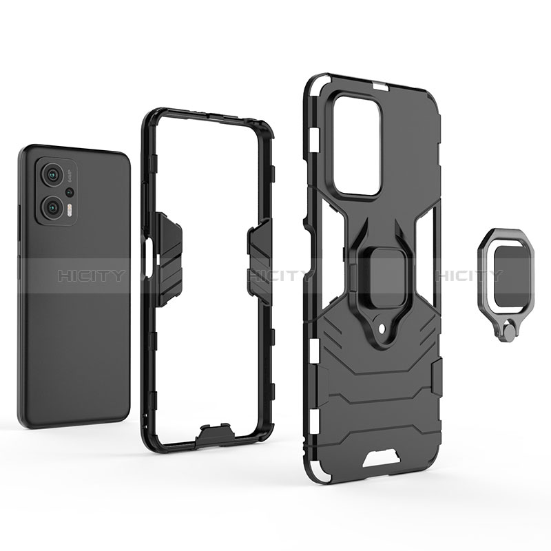 Silikon Hülle Handyhülle und Kunststoff Schutzhülle Hartschalen Tasche mit Magnetisch Fingerring Ständer für Xiaomi Redmi Note 11T Pro 5G