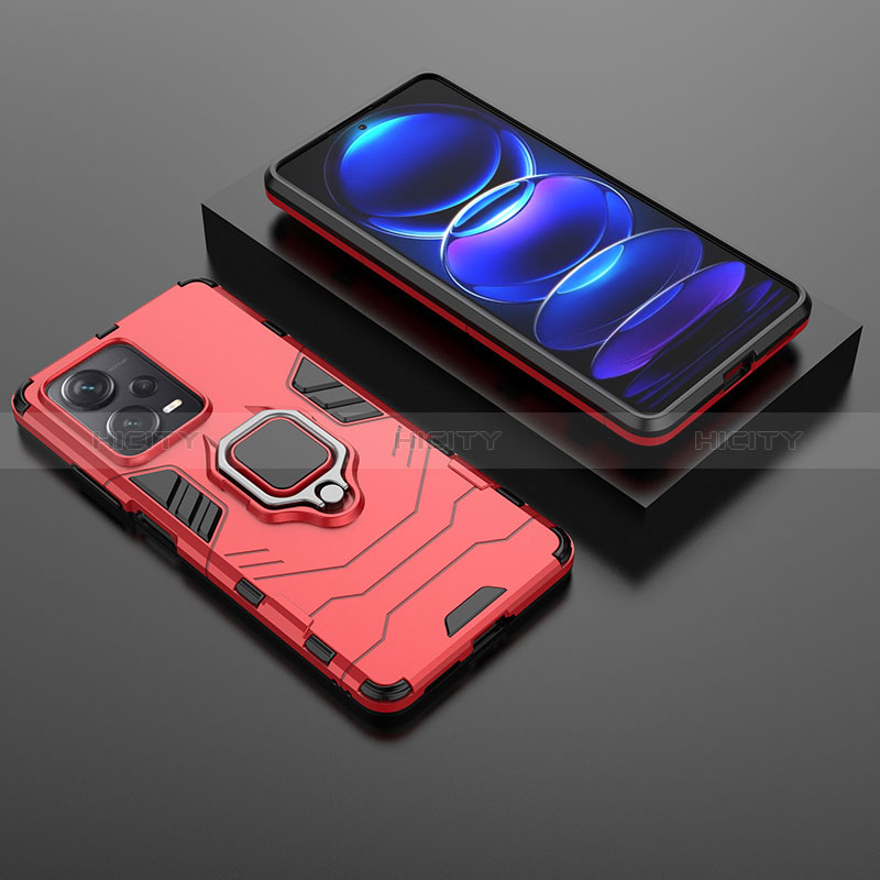 Silikon Hülle Handyhülle und Kunststoff Schutzhülle Hartschalen Tasche mit Magnetisch Fingerring Ständer für Xiaomi Redmi Note 12 Pro+ Plus 5G groß