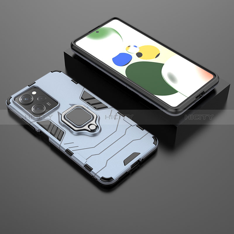 Silikon Hülle Handyhülle und Kunststoff Schutzhülle Hartschalen Tasche mit Magnetisch Fingerring Ständer für Xiaomi Redmi Note 12 Pro Speed 5G