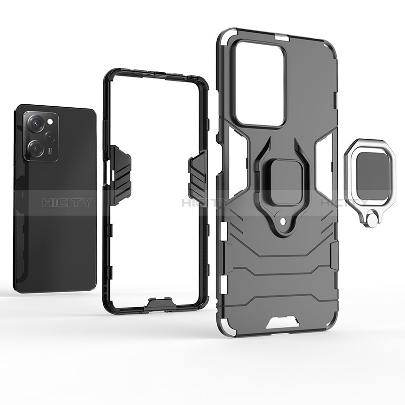 Silikon Hülle Handyhülle und Kunststoff Schutzhülle Hartschalen Tasche mit Magnetisch Fingerring Ständer für Xiaomi Redmi Note 12 Pro Speed 5G groß