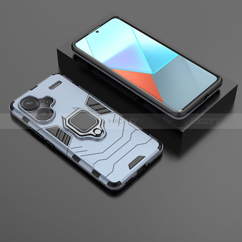 Silikon Hülle Handyhülle und Kunststoff Schutzhülle Hartschalen Tasche mit Magnetisch Fingerring Ständer für Xiaomi Redmi Note 13 Pro+ Plus 5G groß