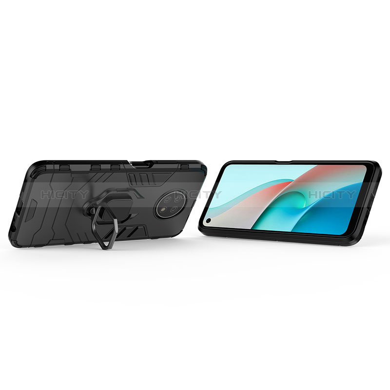 Silikon Hülle Handyhülle und Kunststoff Schutzhülle Hartschalen Tasche mit Magnetisch Fingerring Ständer für Xiaomi Redmi Note 9 5G groß