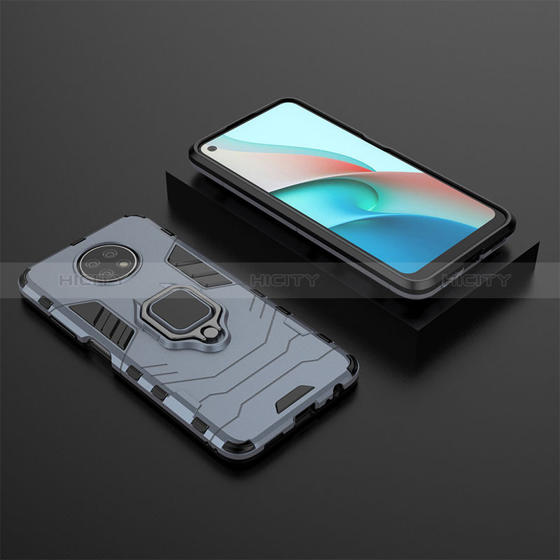 Silikon Hülle Handyhülle und Kunststoff Schutzhülle Hartschalen Tasche mit Magnetisch Fingerring Ständer für Xiaomi Redmi Note 9T 5G groß
