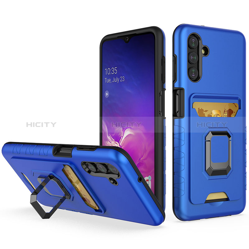 Silikon Hülle Handyhülle und Kunststoff Schutzhülle Hartschalen Tasche mit Magnetisch Fingerring Ständer J01S für Samsung Galaxy A04s