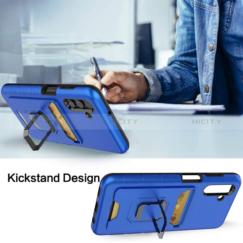 Silikon Hülle Handyhülle und Kunststoff Schutzhülle Hartschalen Tasche mit Magnetisch Fingerring Ständer J01S für Samsung Galaxy A04s