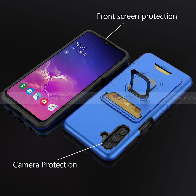 Silikon Hülle Handyhülle und Kunststoff Schutzhülle Hartschalen Tasche mit Magnetisch Fingerring Ständer J01S für Samsung Galaxy A13 5G
