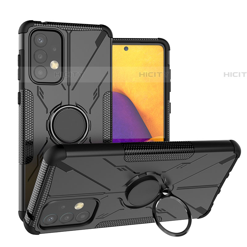 Silikon Hülle Handyhülle und Kunststoff Schutzhülle Hartschalen Tasche mit Magnetisch Fingerring Ständer J01X für Samsung Galaxy A73 5G groß