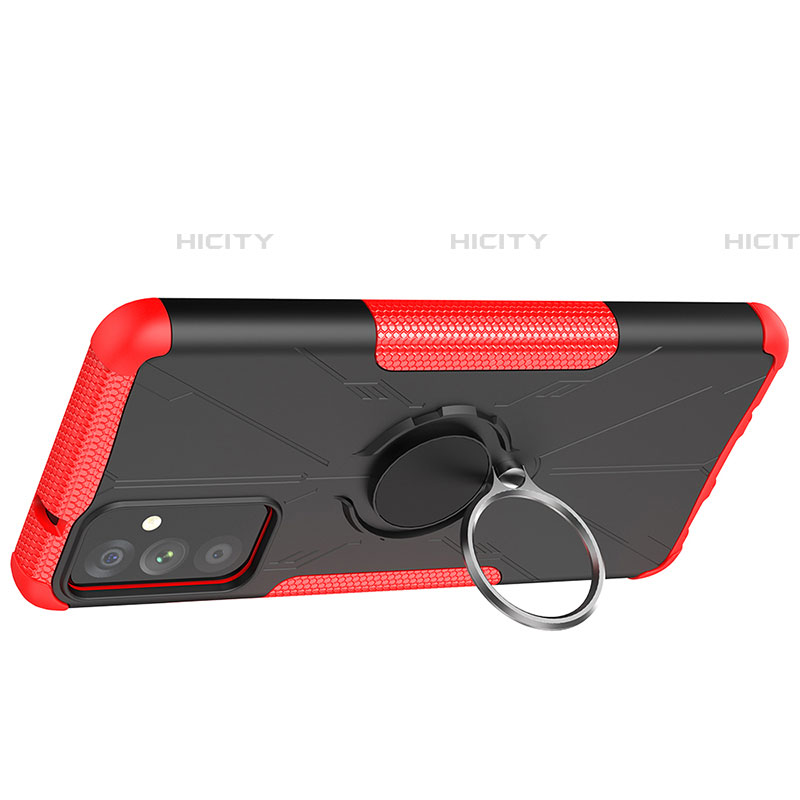 Silikon Hülle Handyhülle und Kunststoff Schutzhülle Hartschalen Tasche mit Magnetisch Fingerring Ständer J01X für Samsung Galaxy A82 5G groß