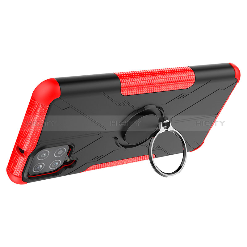 Silikon Hülle Handyhülle und Kunststoff Schutzhülle Hartschalen Tasche mit Magnetisch Fingerring Ständer J01X für Samsung Galaxy F12 groß