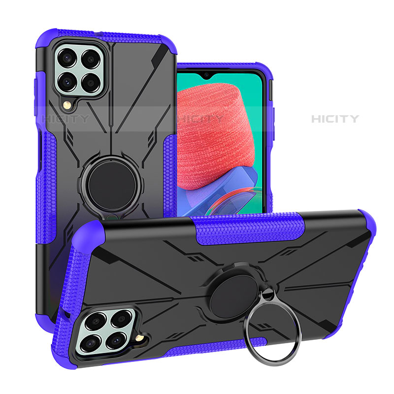 Silikon Hülle Handyhülle und Kunststoff Schutzhülle Hartschalen Tasche mit Magnetisch Fingerring Ständer J01X für Samsung Galaxy M33 5G groß