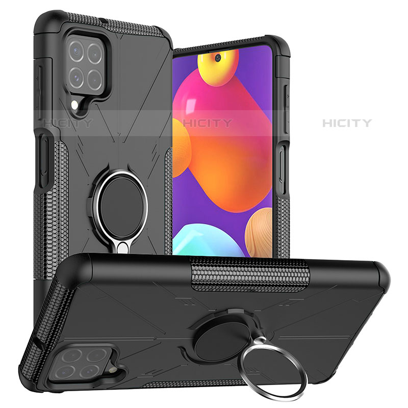 Silikon Hülle Handyhülle und Kunststoff Schutzhülle Hartschalen Tasche mit Magnetisch Fingerring Ständer J01X für Samsung Galaxy M62 4G groß