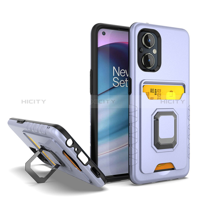 Silikon Hülle Handyhülle und Kunststoff Schutzhülle Hartschalen Tasche mit Magnetisch Fingerring Ständer J03S für Oppo A96 5G groß