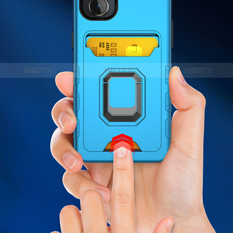 Silikon Hülle Handyhülle und Kunststoff Schutzhülle Hartschalen Tasche mit Magnetisch Fingerring Ständer J03S für Oppo F21 Pro 5G