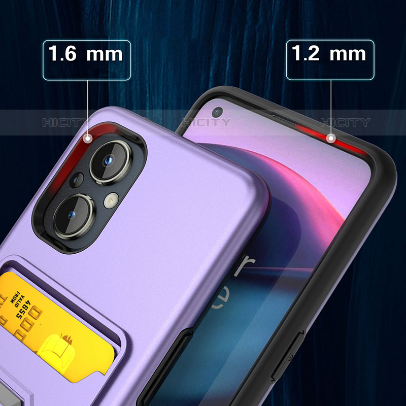 Silikon Hülle Handyhülle und Kunststoff Schutzhülle Hartschalen Tasche mit Magnetisch Fingerring Ständer J03S für Oppo F21 Pro 5G