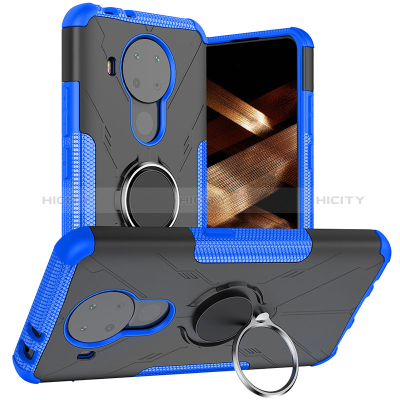 Silikon Hülle Handyhülle und Kunststoff Schutzhülle Hartschalen Tasche mit Magnetisch Fingerring Ständer JX1 für Nokia 5.4