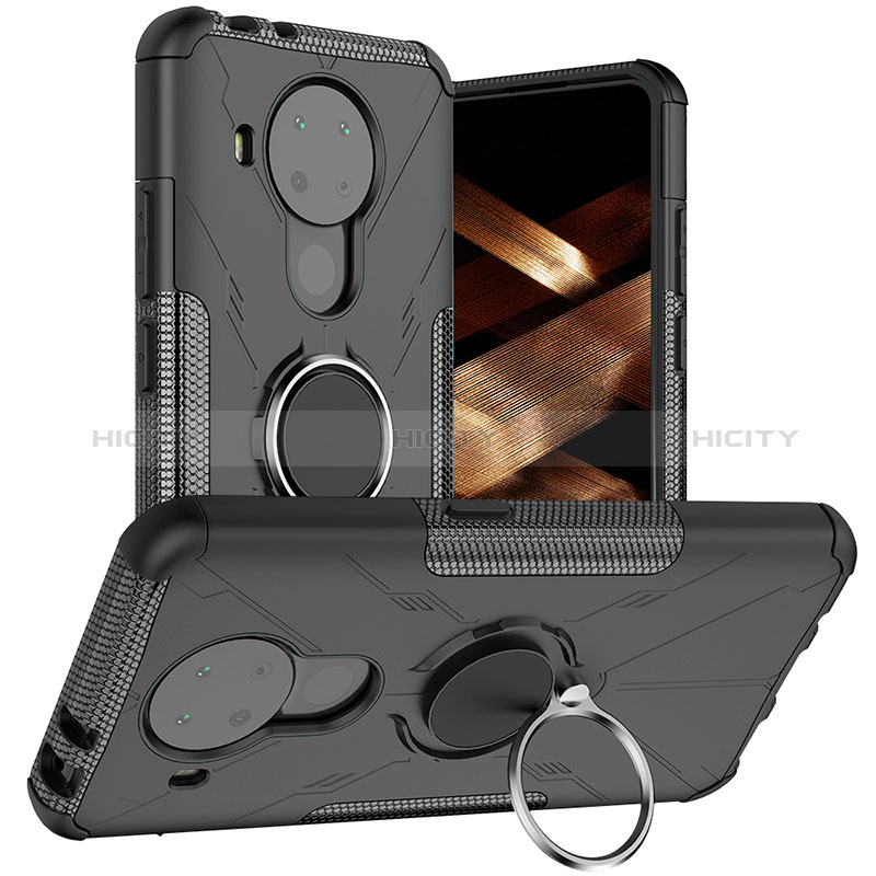 Silikon Hülle Handyhülle und Kunststoff Schutzhülle Hartschalen Tasche mit Magnetisch Fingerring Ständer JX1 für Nokia 5.4