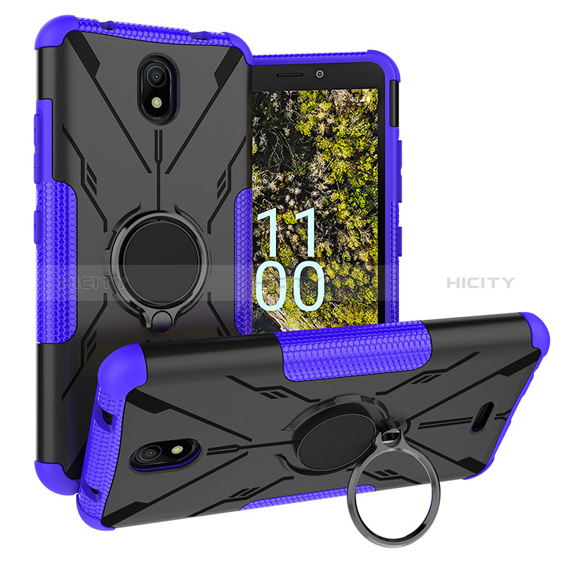 Silikon Hülle Handyhülle und Kunststoff Schutzhülle Hartschalen Tasche mit Magnetisch Fingerring Ständer JX1 für Nokia C100 groß