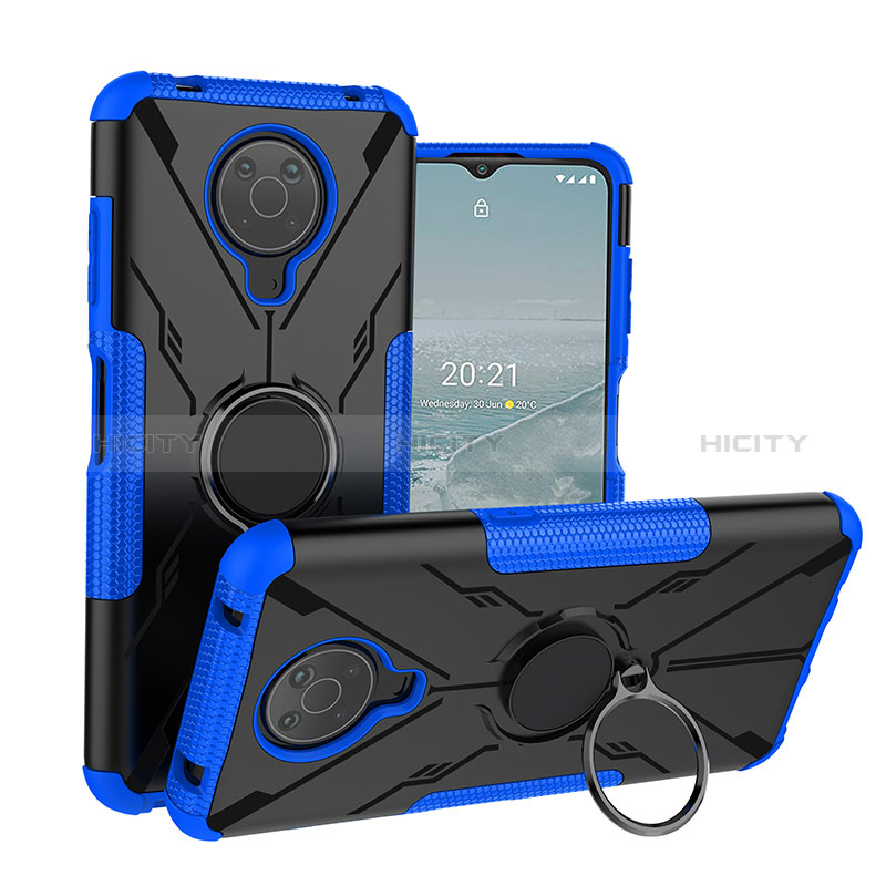 Silikon Hülle Handyhülle und Kunststoff Schutzhülle Hartschalen Tasche mit Magnetisch Fingerring Ständer JX1 für Nokia G10 groß