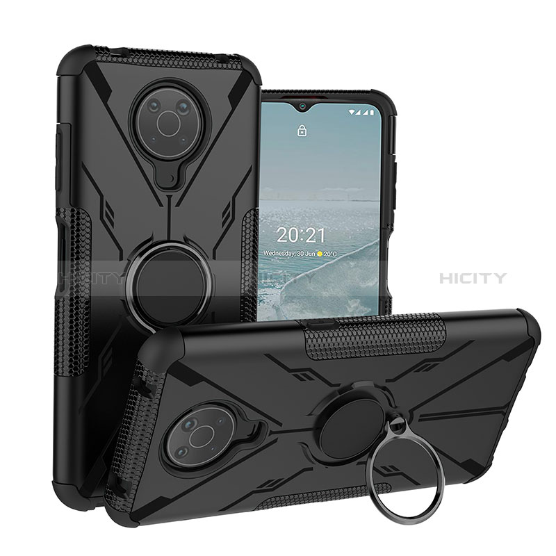 Silikon Hülle Handyhülle und Kunststoff Schutzhülle Hartschalen Tasche mit Magnetisch Fingerring Ständer JX1 für Nokia G10